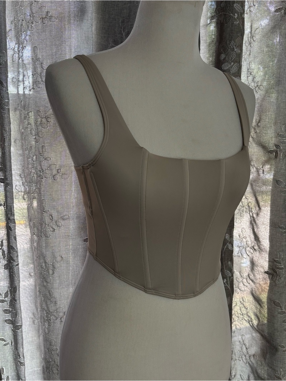 Gilly Hicks Neutral Taupe Sculpted Bustier Crop Top